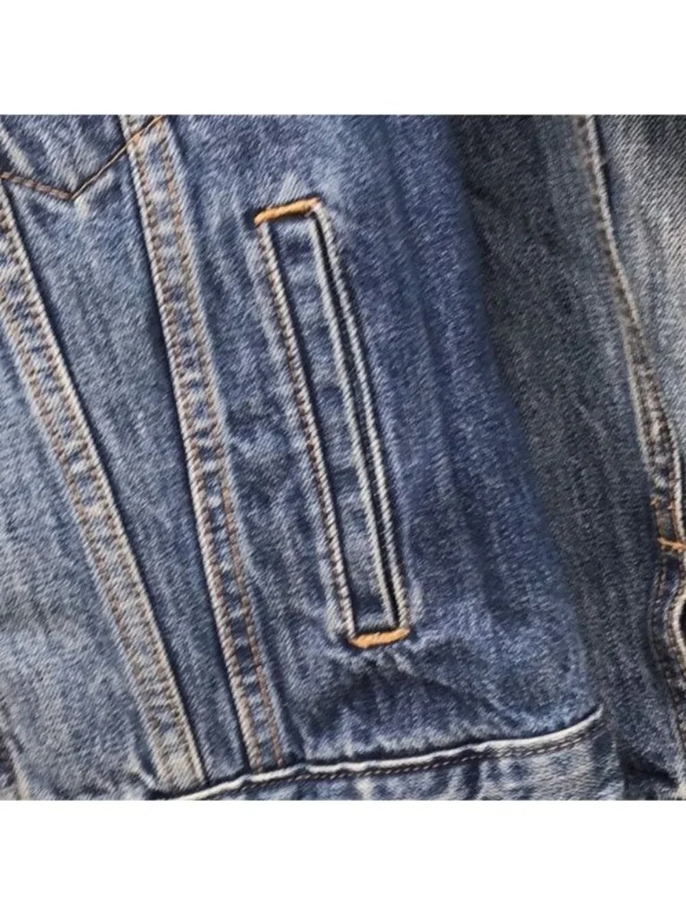Levis Womens Denim Trucker Jacket Small Blue Button Front & Pockets